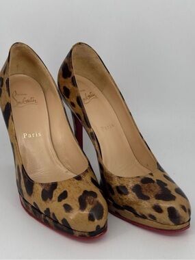 Christian Louboutin Leopard-Print Platform Pumps with Red Sole